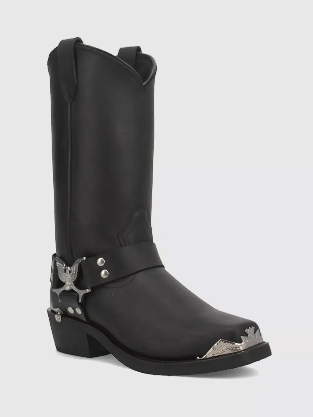 NEW Dingo men's Chopper black leather square toe eagle harness cowboy boots 11.5